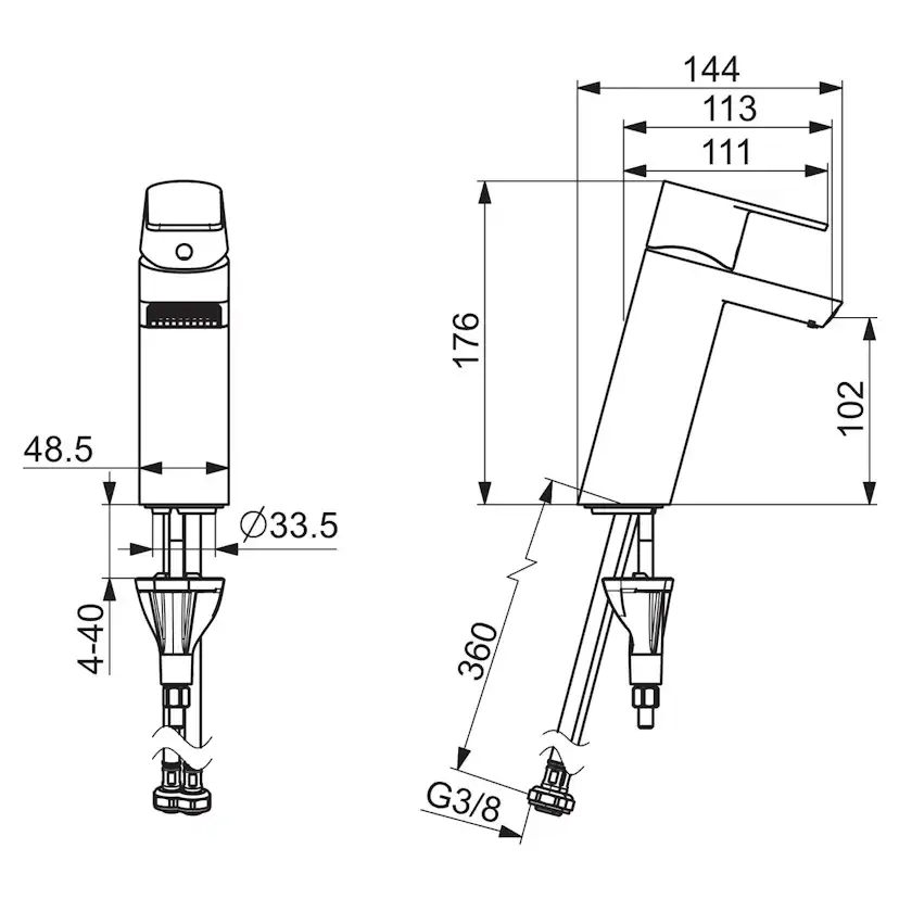 Tvättställsblandare Oras Stela 4810F med Laminärt Flöde