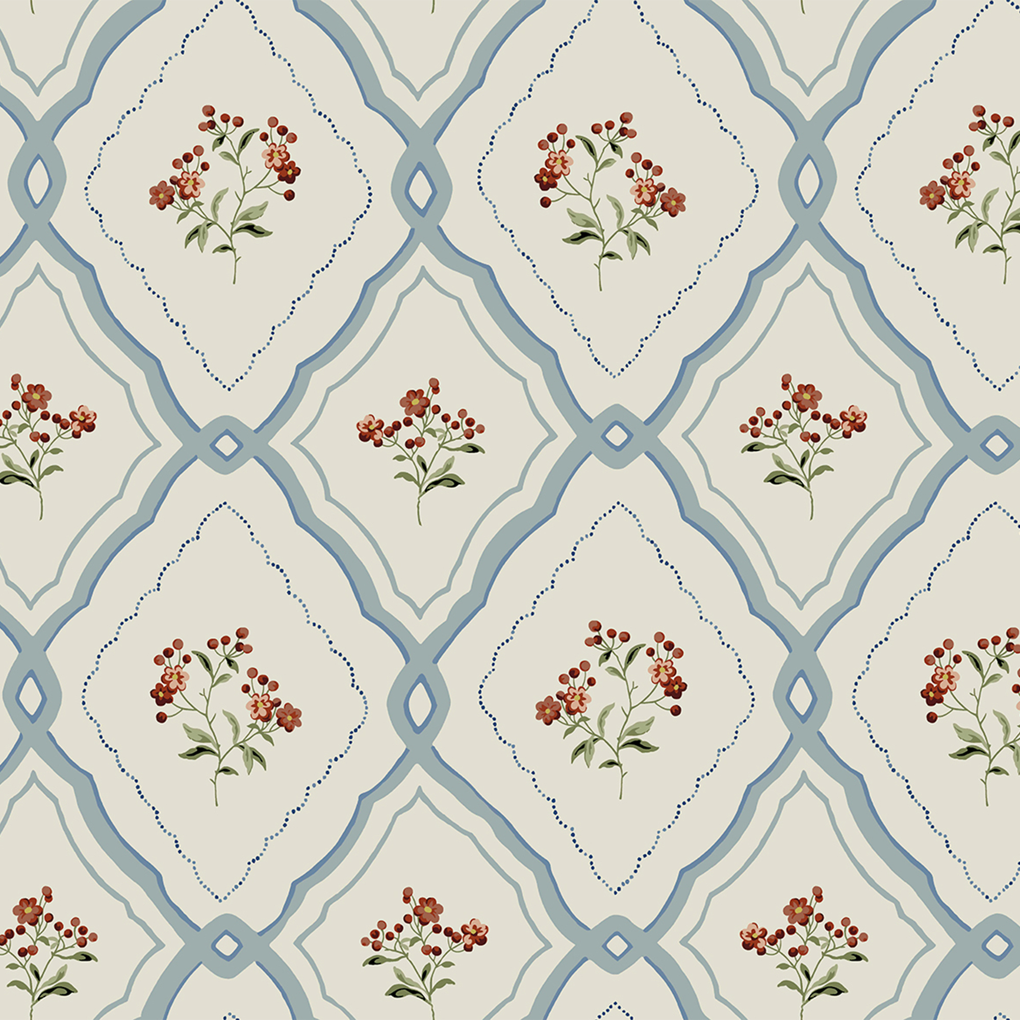 Tapet Laura Ashley Pinford Trellis Pale Seaspray Blå 121066