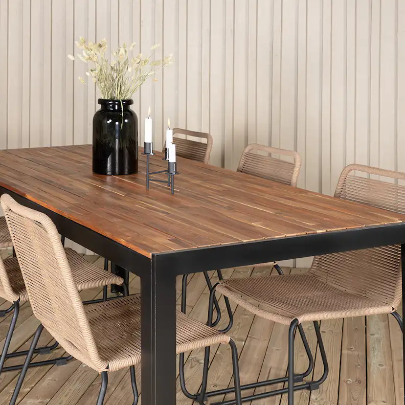 BoisDiningtable205*90cm-LindosStackingChair-LatteRope_6 Beige