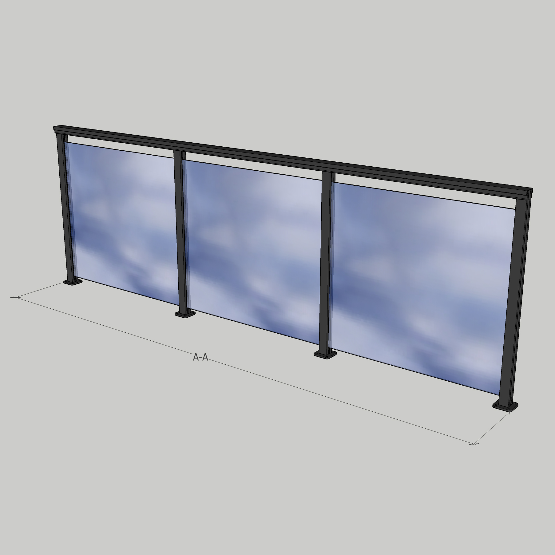 Glasräcke Novoroom Komplett Sektion A-A