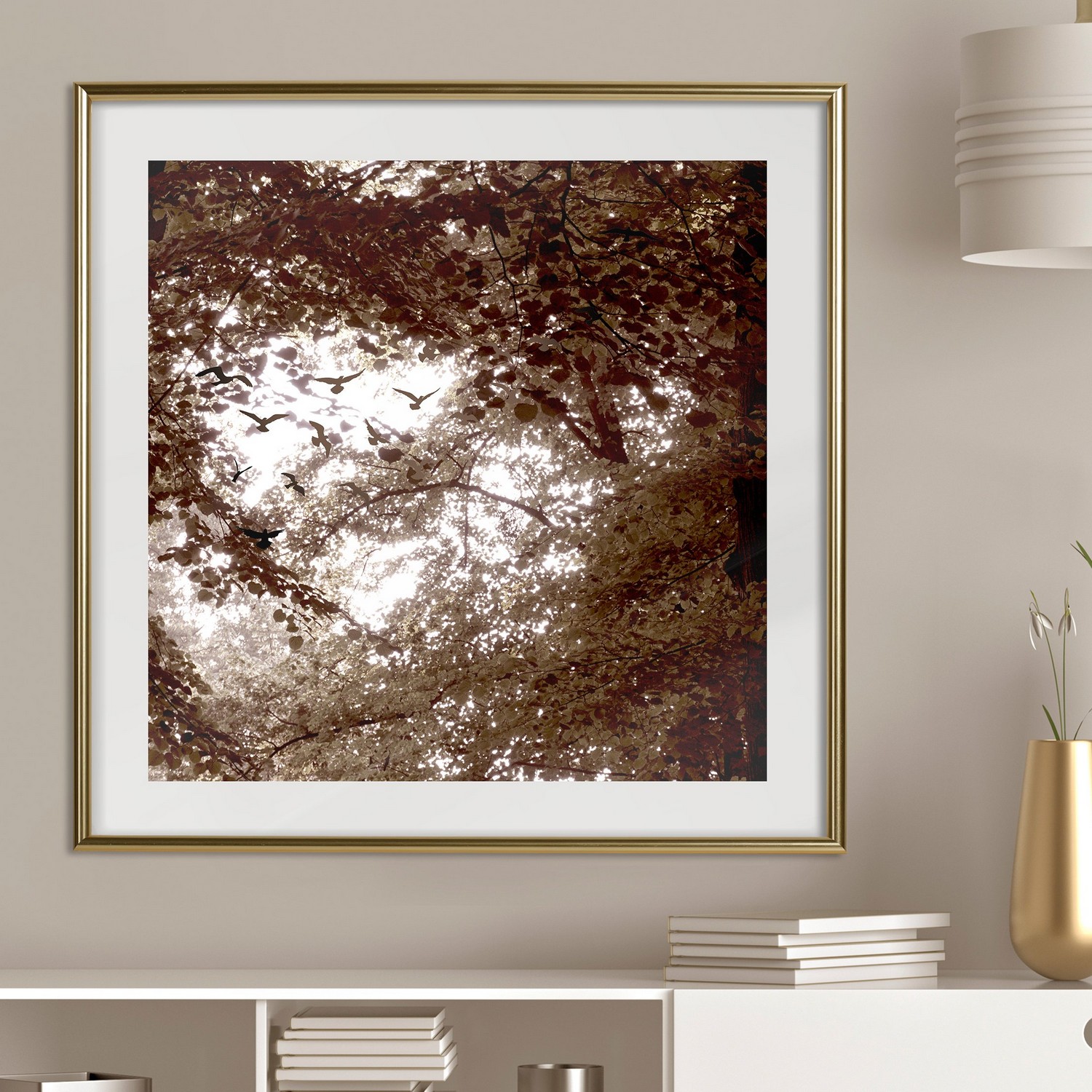 Affisch - Freedom [Poster] 50x50 Guld ram, 50x50 cm