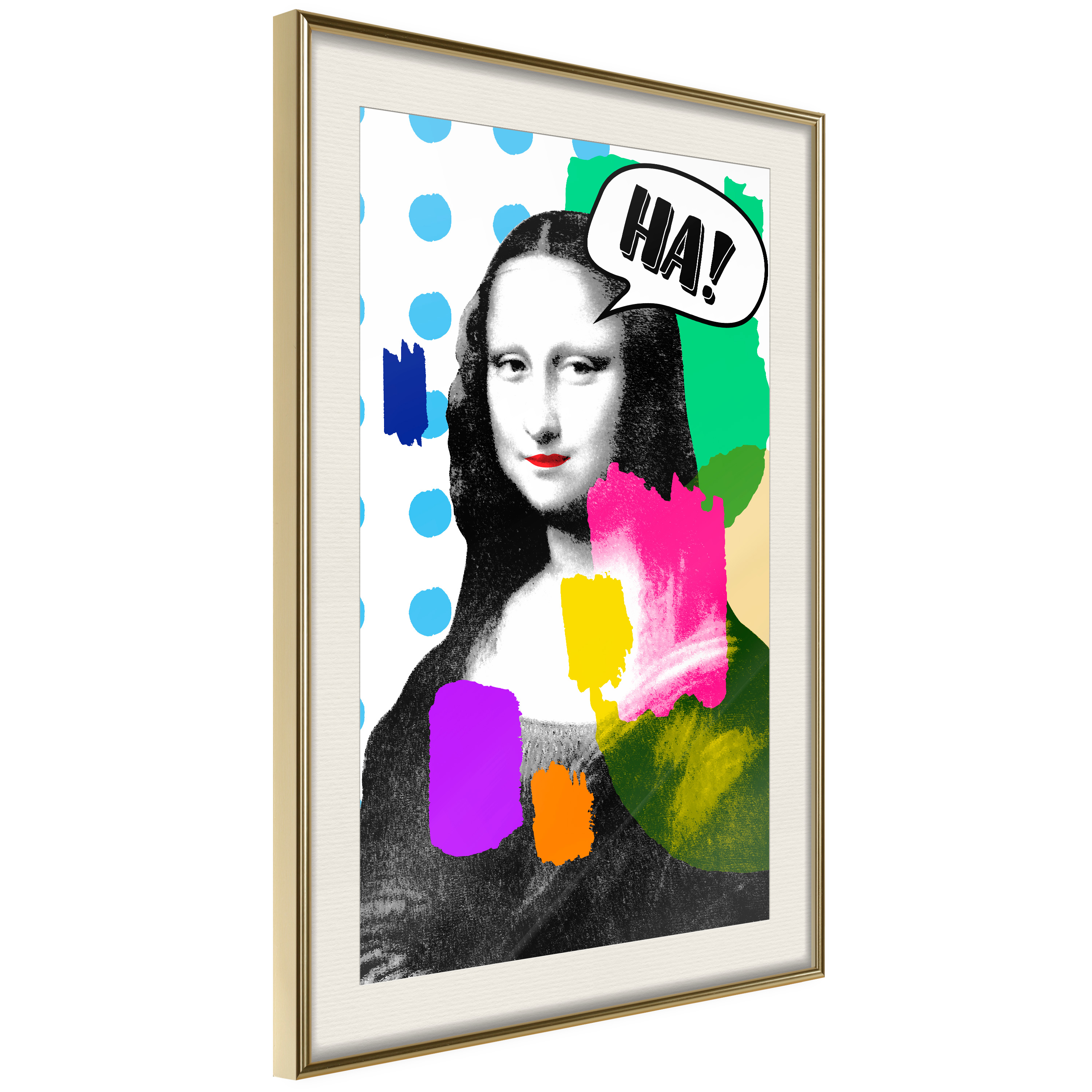 Affisch - Mona Lisa Pop-art [Poster] 20x30 Guld ram med passepartout, 20x30 cm