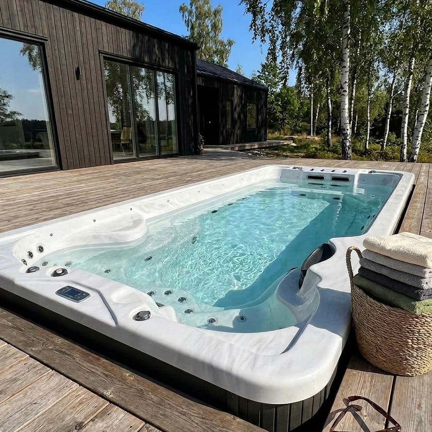 Swimspa Svenska Bad Trysil med Lock och Spatrappa