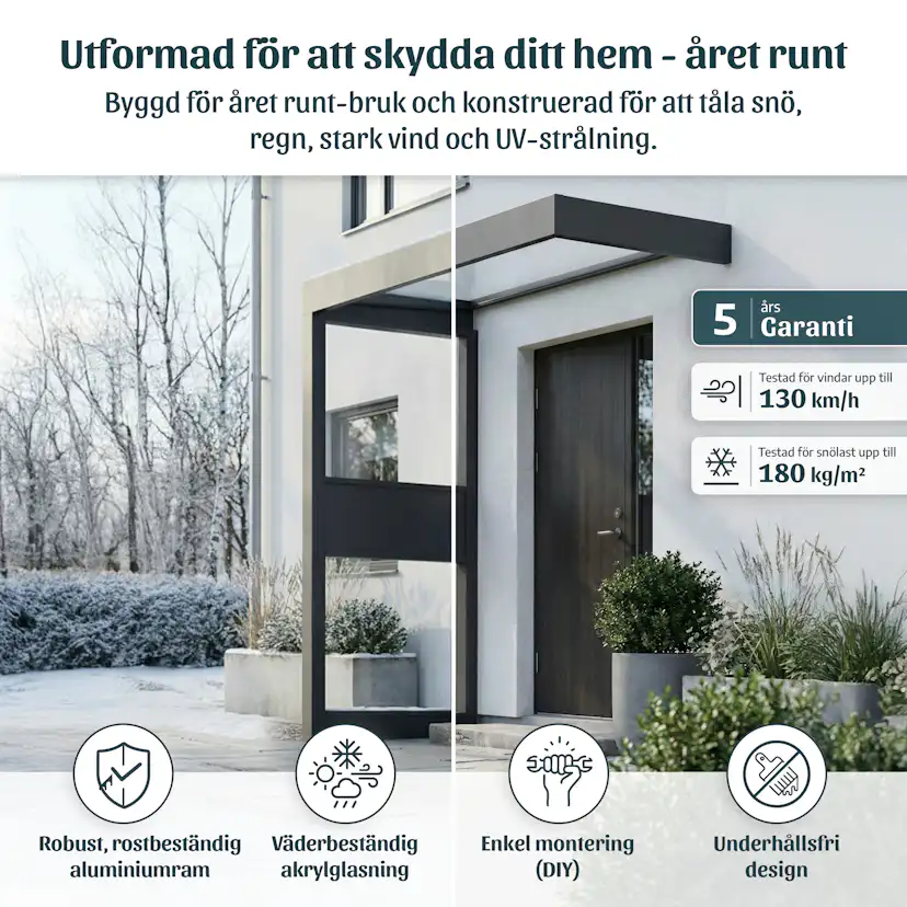 Entrétak Canopia by Palram Sophia Grå/Vit Med Sidovägg 0,9 X 2m