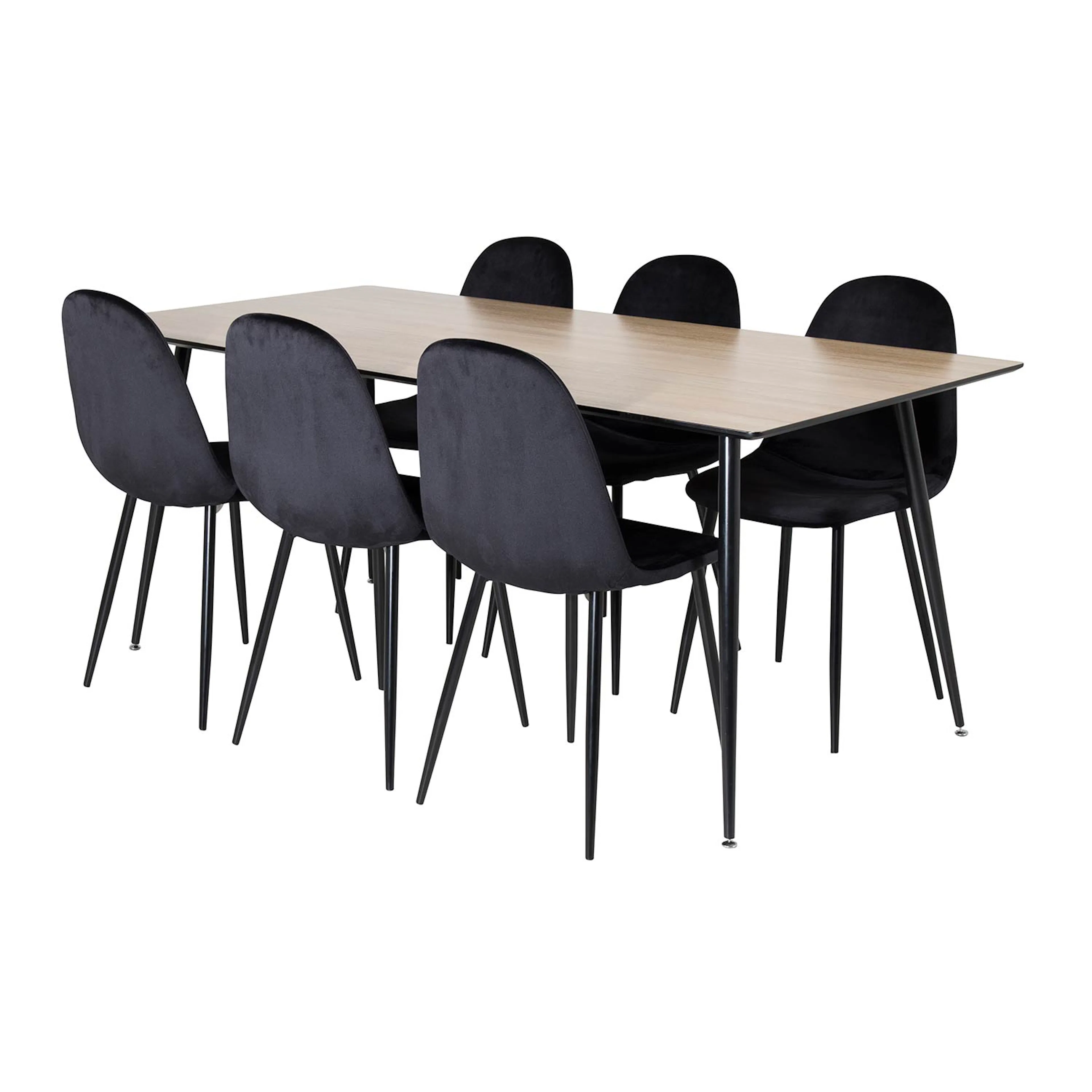 Silar Table -Melamine+Polar Chair/Black Velvet_6 Natur/Svart