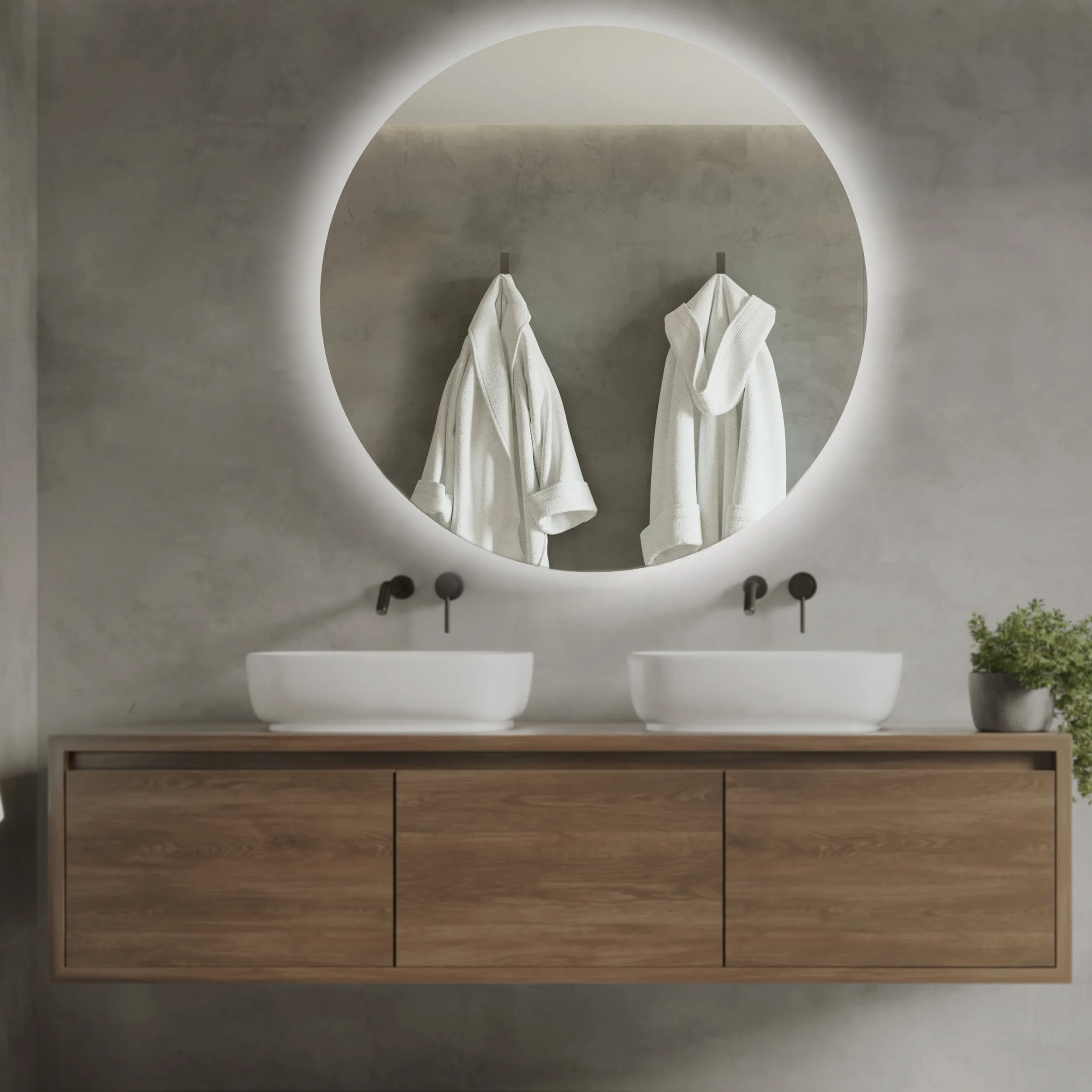 Spegel Vidi Moon Rund med LED-belysning