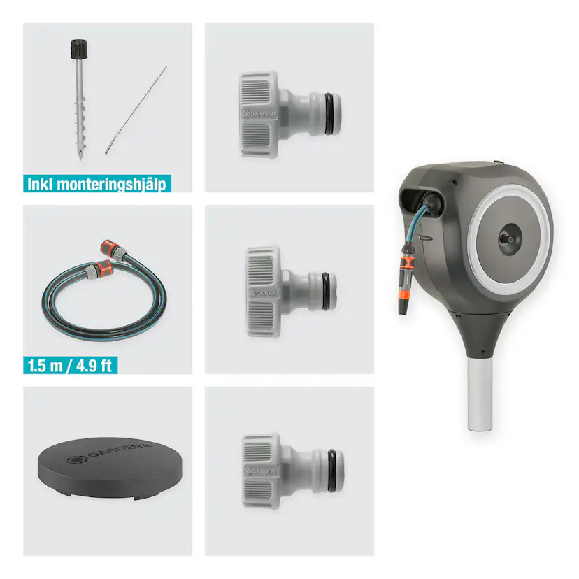Slangbox Gardena Altan RollUp M 20m Vit