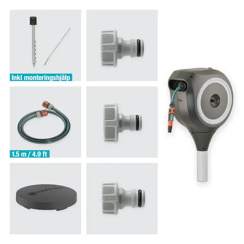 Slangbox Gardena Altan RollUp M 20m Vit