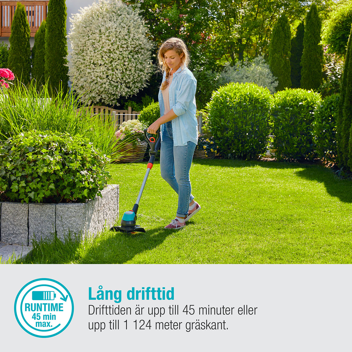 Trimmer Gardena EasyCut 23/18V P4A med Batteri & Laddare