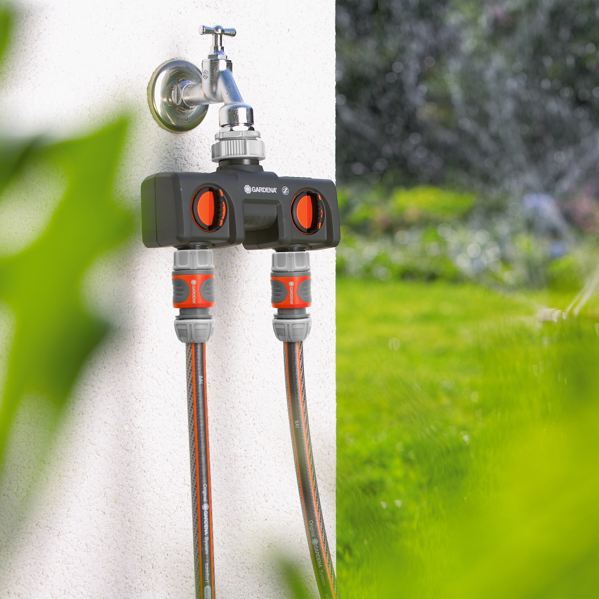 Micro-Drip Gardena Premiumpaket För Pallkrage med Vattenfördelare & Bevattningsdator