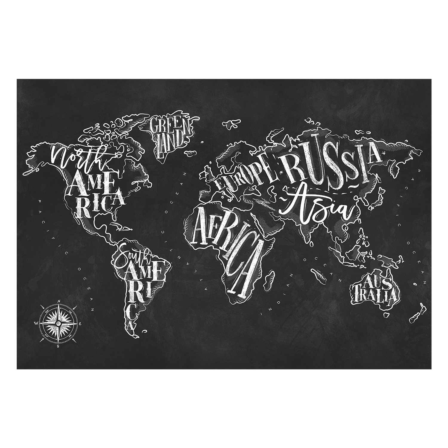 Fototapet Arkiio Retro Continents Svart