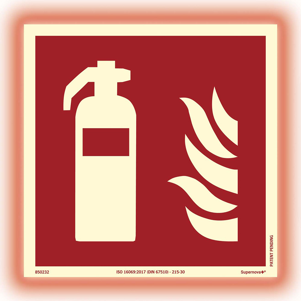 Skylt Systemtext Brandsläckare 200x200 mm Aluminium Supernova+