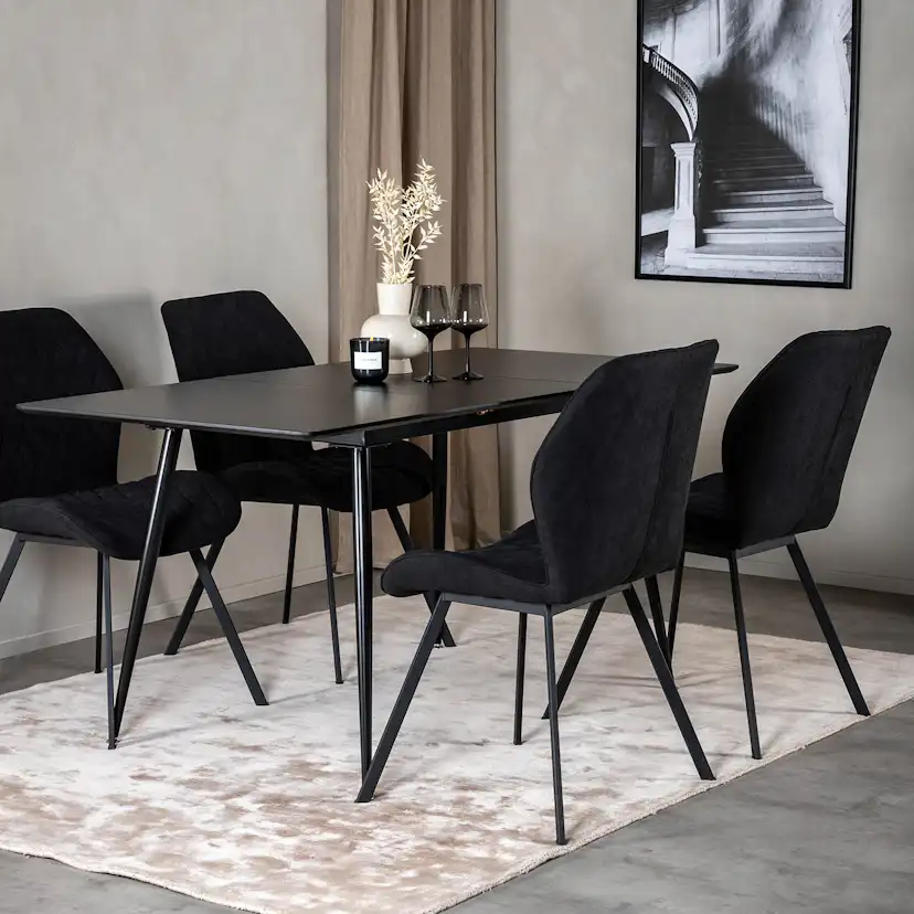 Matgrupp Venture Home Silvia med Iläggsskiva och 4 Geneva Stolar