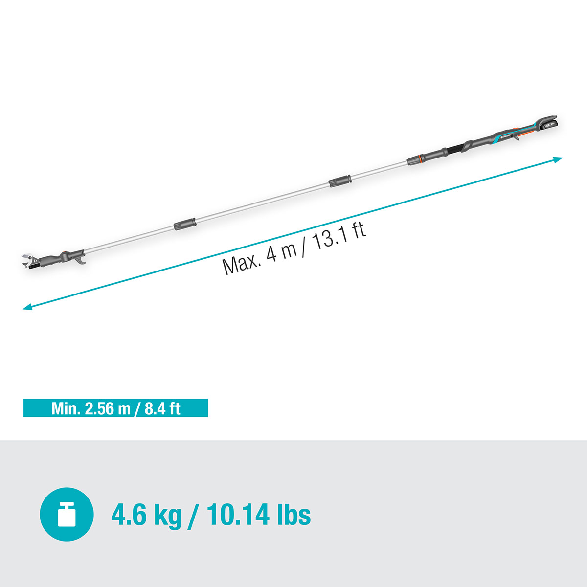 Teleskopisk Stångsax Gardena HighCut 360 Batteri P4A Komplett med Batteri och Laddare