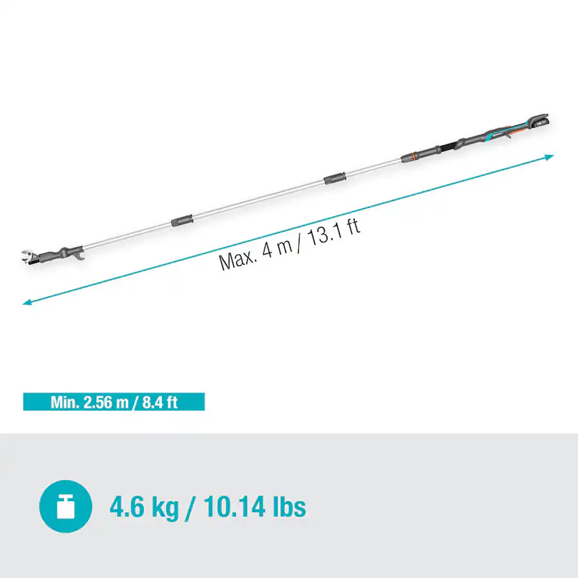 Teleskopisk Stångsax Gardena HighCut 360 Batteri P4A Komplett med Batteri och Laddare