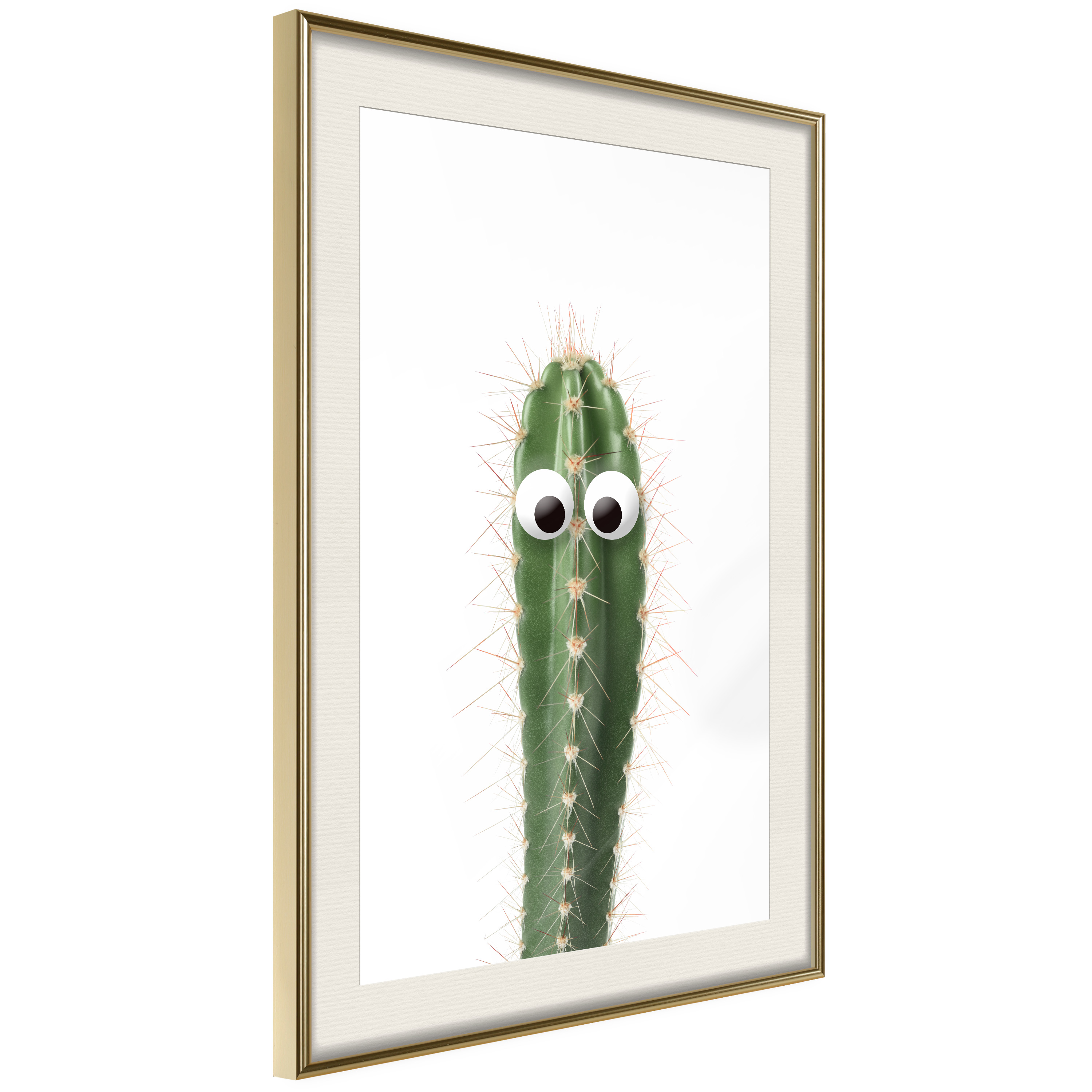 Affisch - Live Cactus [Poster] 40x60 Guld ram med passepartout, 40x60 cm