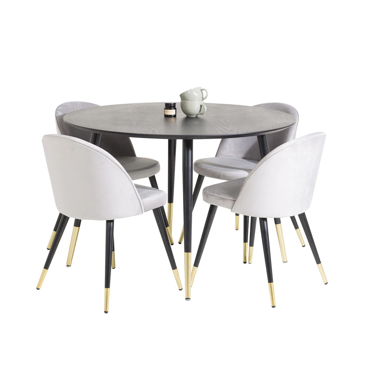 Matgrupp Venture Home Dipp med 4 Velvet stolar Runt