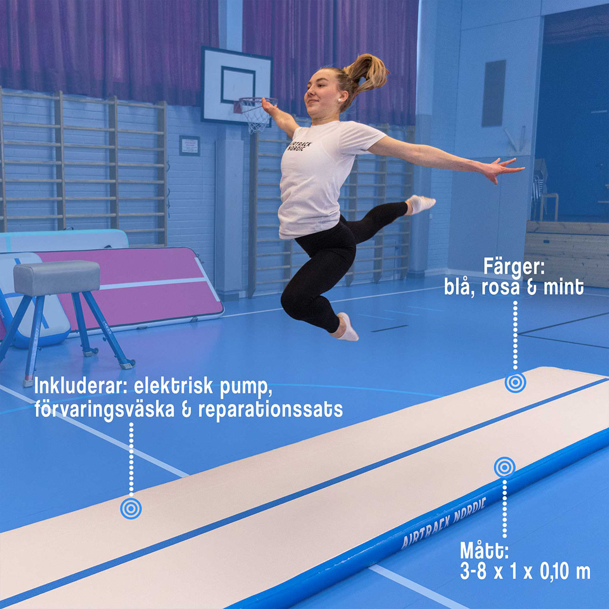 Airtrack Nordic Standard luftvoltbana Mint 800 cm Mint, L: 800 cm