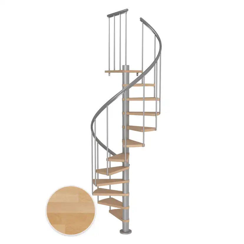 MONTREAL spiral bok oljad pearl grey CLASSIC2 11T Ø120 Pearl Grey, Golv till golv höjd: 2500-2860 mm, 11+1 steg