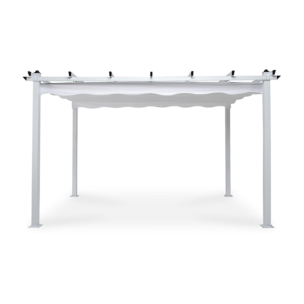 Pergola med Hopfällbart Tak Vit