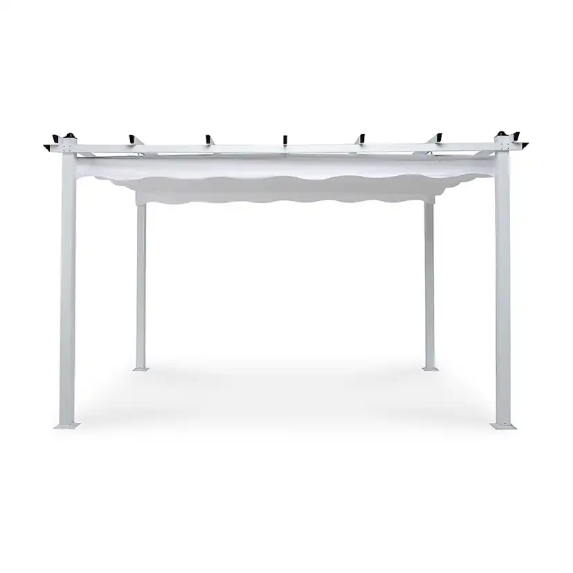 Pergola med Hopfällbart Tak Vit