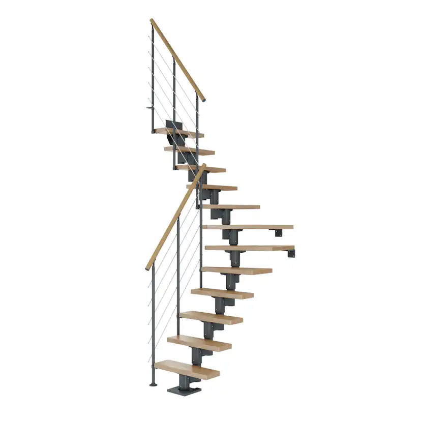 DUBLIN ek 1/4 svängd antracit STYLE6 räcke 14T 71cm Antracit, LxB: 2360x710 mm