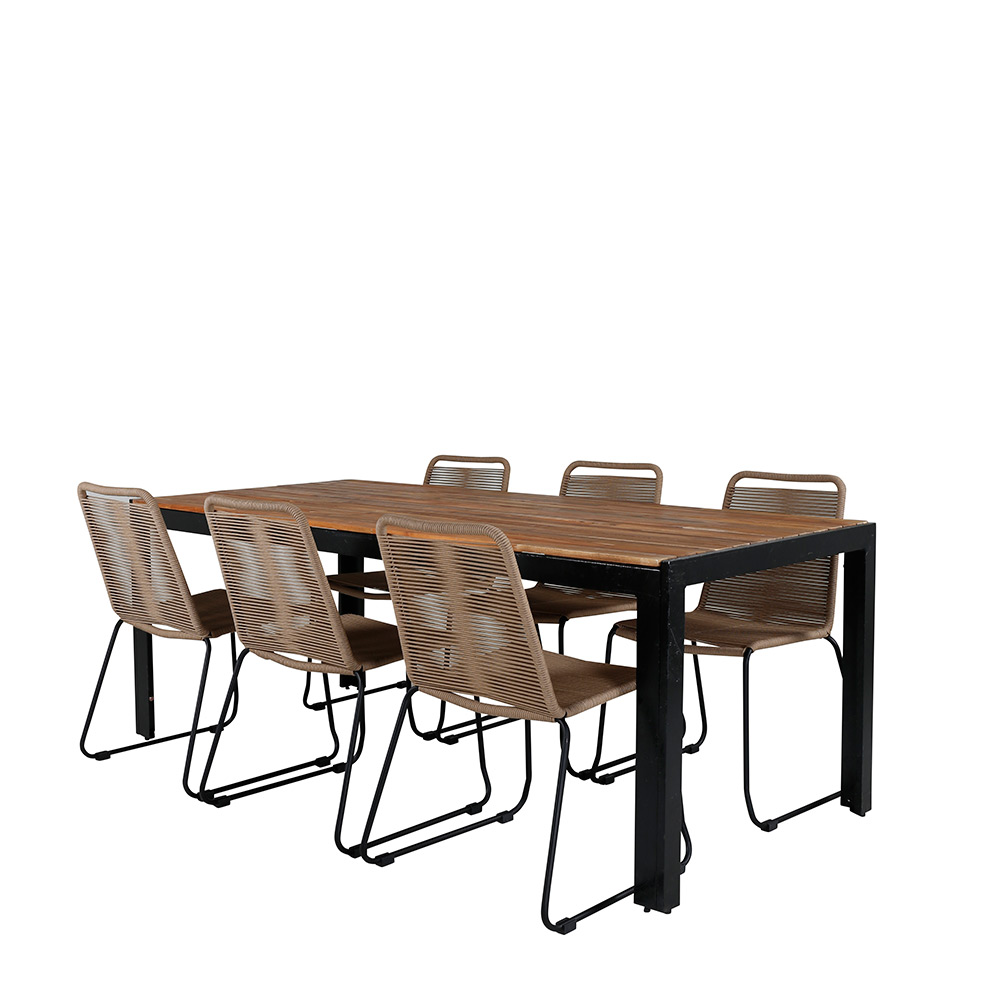 BoisDiningtable205*90cm-LindosStackingChair-LatteRope_6 Beige