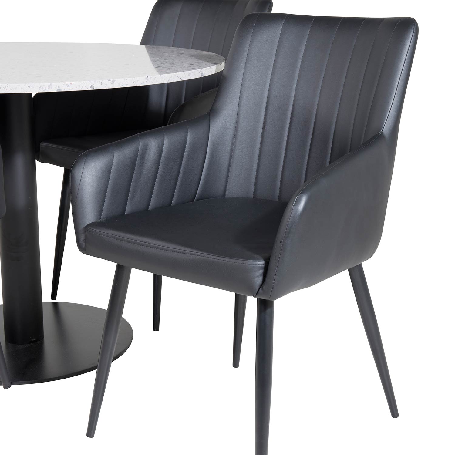 Matgrupp Venture Home Roxanna med 4 Corina Karmstolar Konstläder Runt