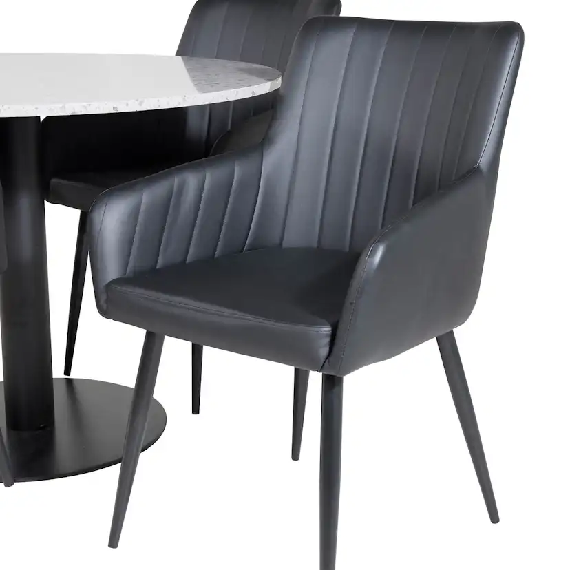 Matgrupp Venture Home Roxanna med 4 Corina Karmstolar Konstläder Runt