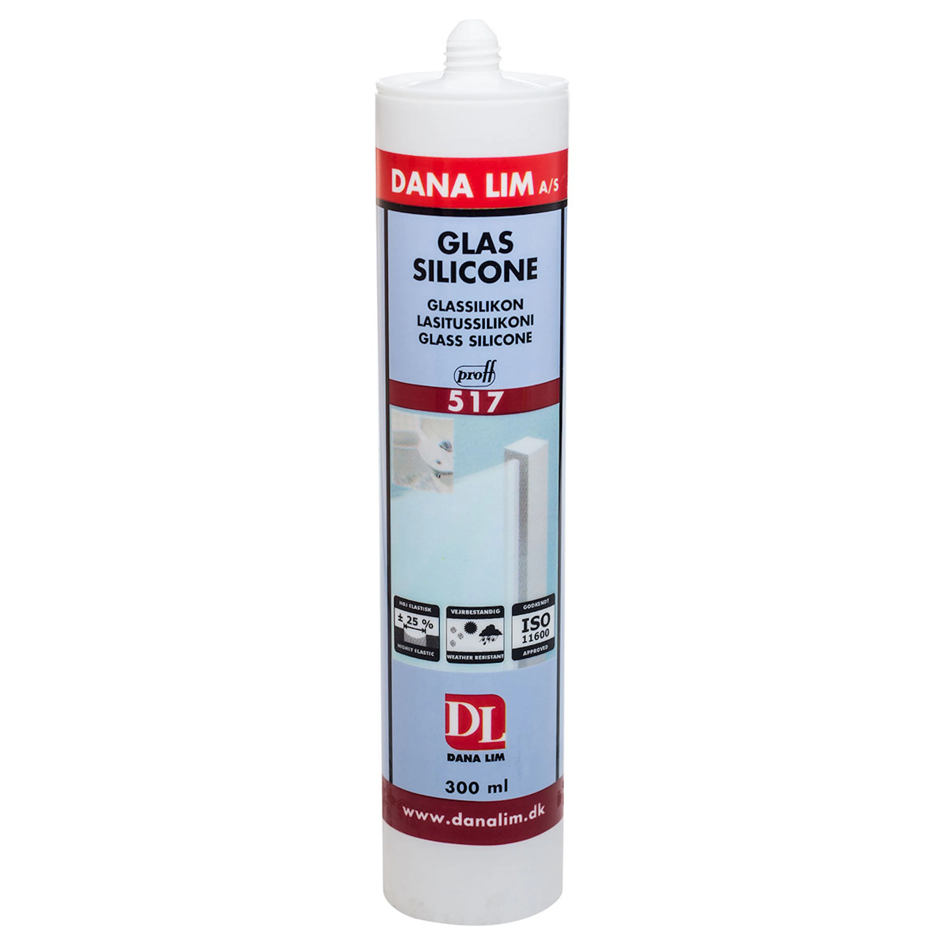 Fogmassa Danalim Glassilikon 517 Transparent 300 ml för Kakel och Glas