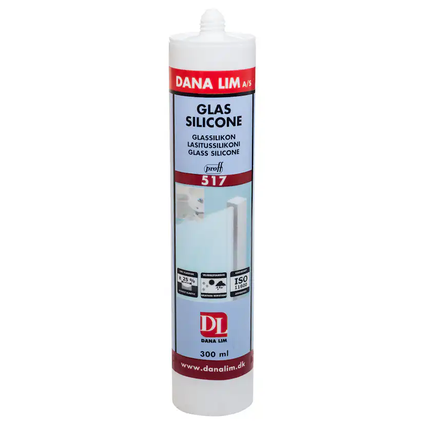 Fogmassa Danalim Glassilikon 517 Transparent 300 ml för Kakel och Glas