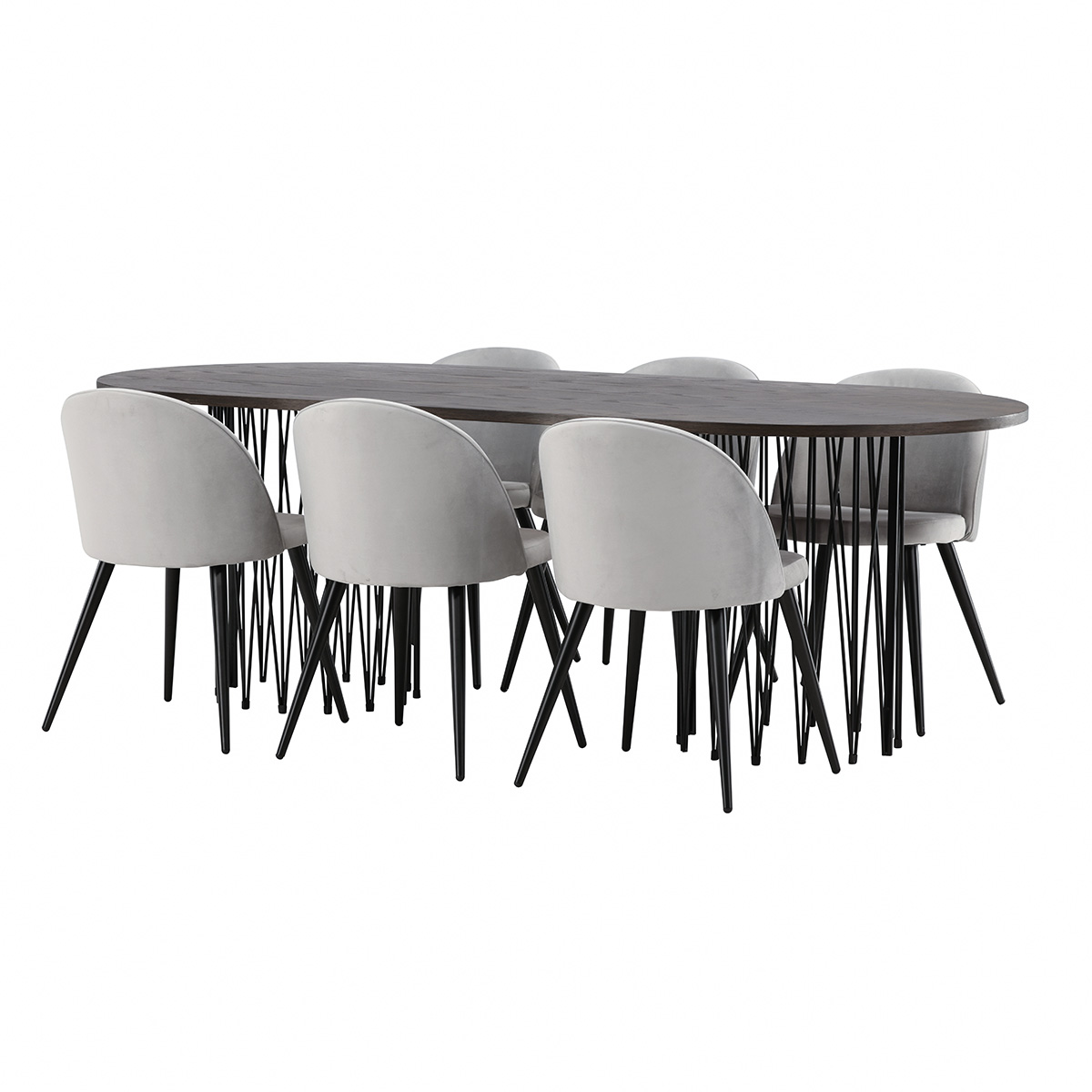 Matgrupp furniture/fashion Stone med 6 Velvet Stolar
