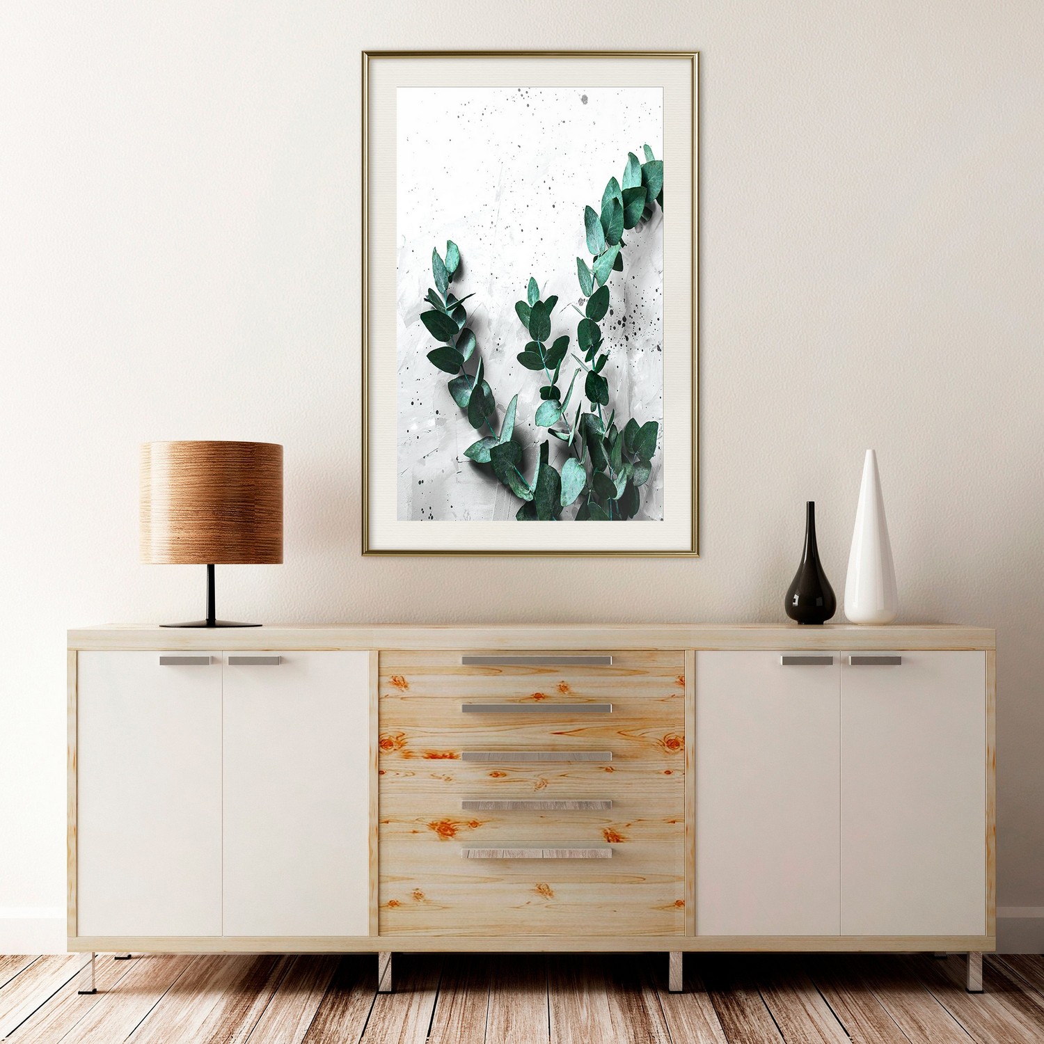 Affisch - Eucalyptus Scent [Poster] 40x60 Guld ram med passepartout, 40x60 cm