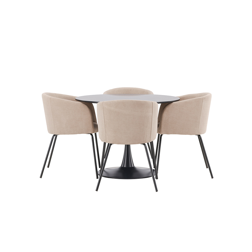 Matgrupp Venture Home Glade Ø 100 cm med 4 Berit Stolar