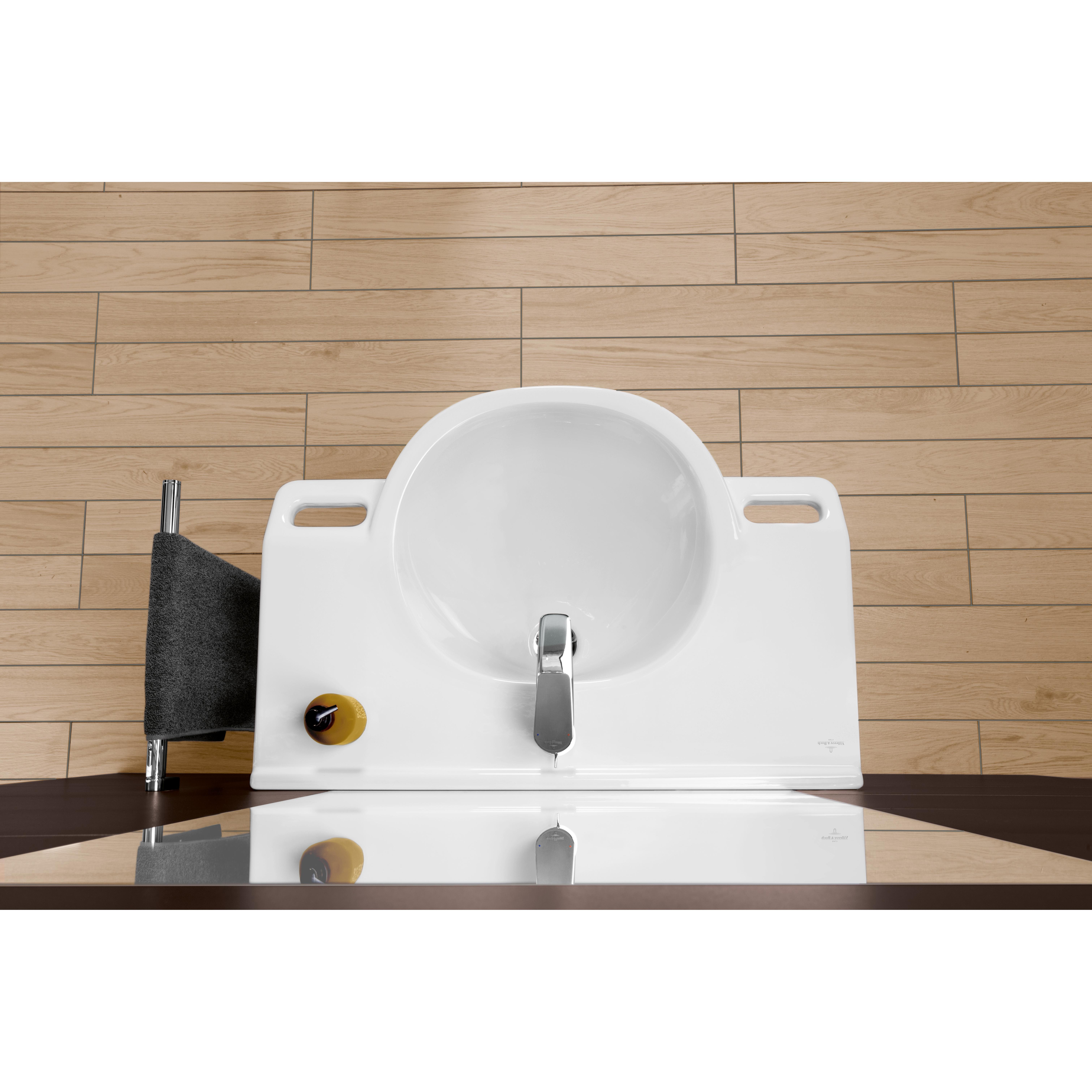 Tvättställ villeroy & Boch O.novo Vita 412080R1 Vit Alpin CeramicPlus, Med Bräddavlopp, Med Blandarhål, för Trehålsblandare