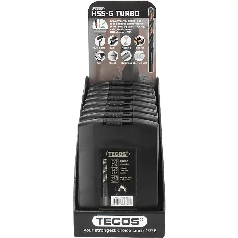 HSS Turbo-G set Tecos 1-10mm 19 Delar