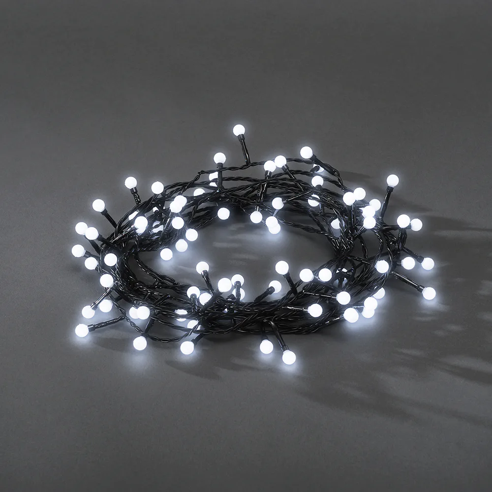 Ljusslinga 80 vita cherry LED svart kabel 24V/IP44 Vit/Svart