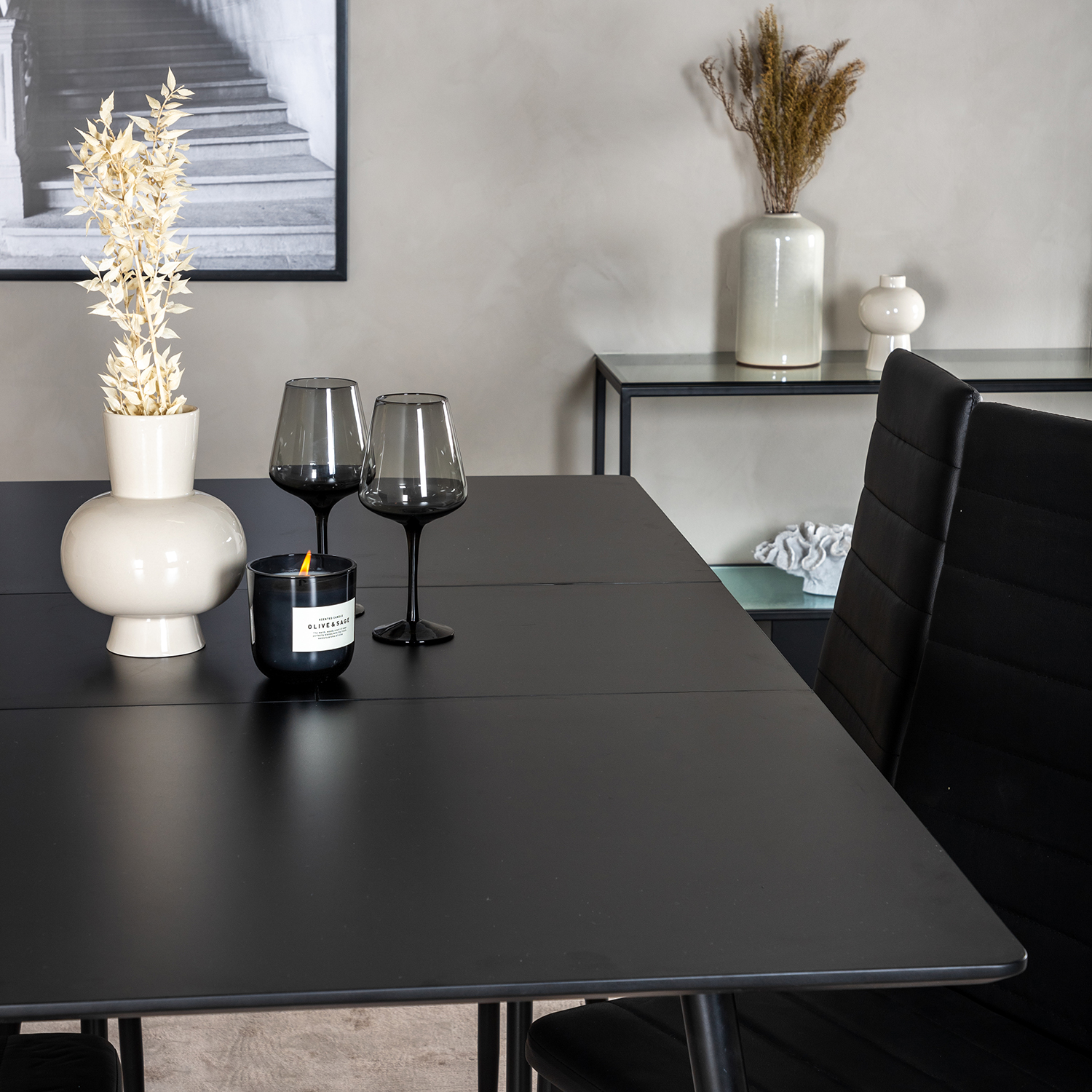 Matgrupp Venture Home Silvia med Iläggsskiva och 4 Sly Stolar