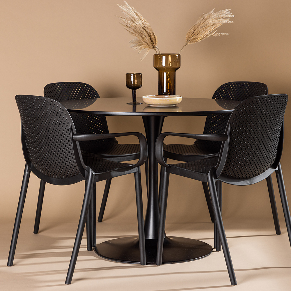 Matgrupp Venture Home Glade Ø 100 cm med 4 Baltimore Stolar