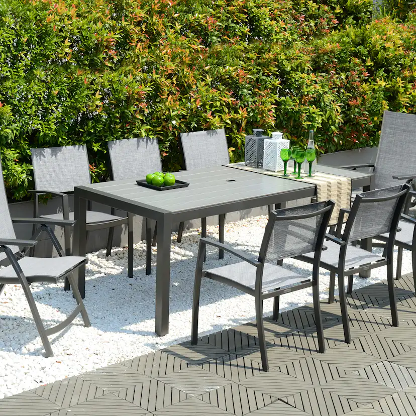 Matgrupp LifestyleGarden Solana med 6 Stolar och 2 Positionsstolar