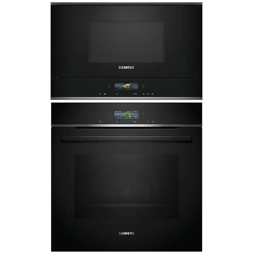 Ugn och Mikro Siemens iQ700 HB772A1B1 + BF722R1B1 Med Pyrolys Rengöring För Inbyggnad