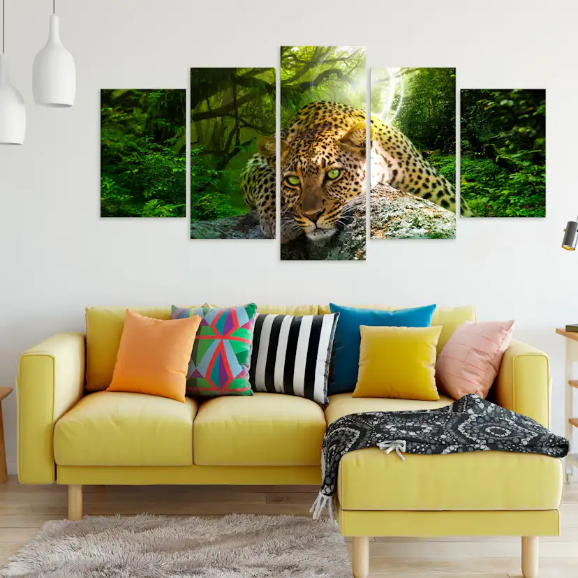 Tavla Arkiio Leopard Lying Green 5 delar