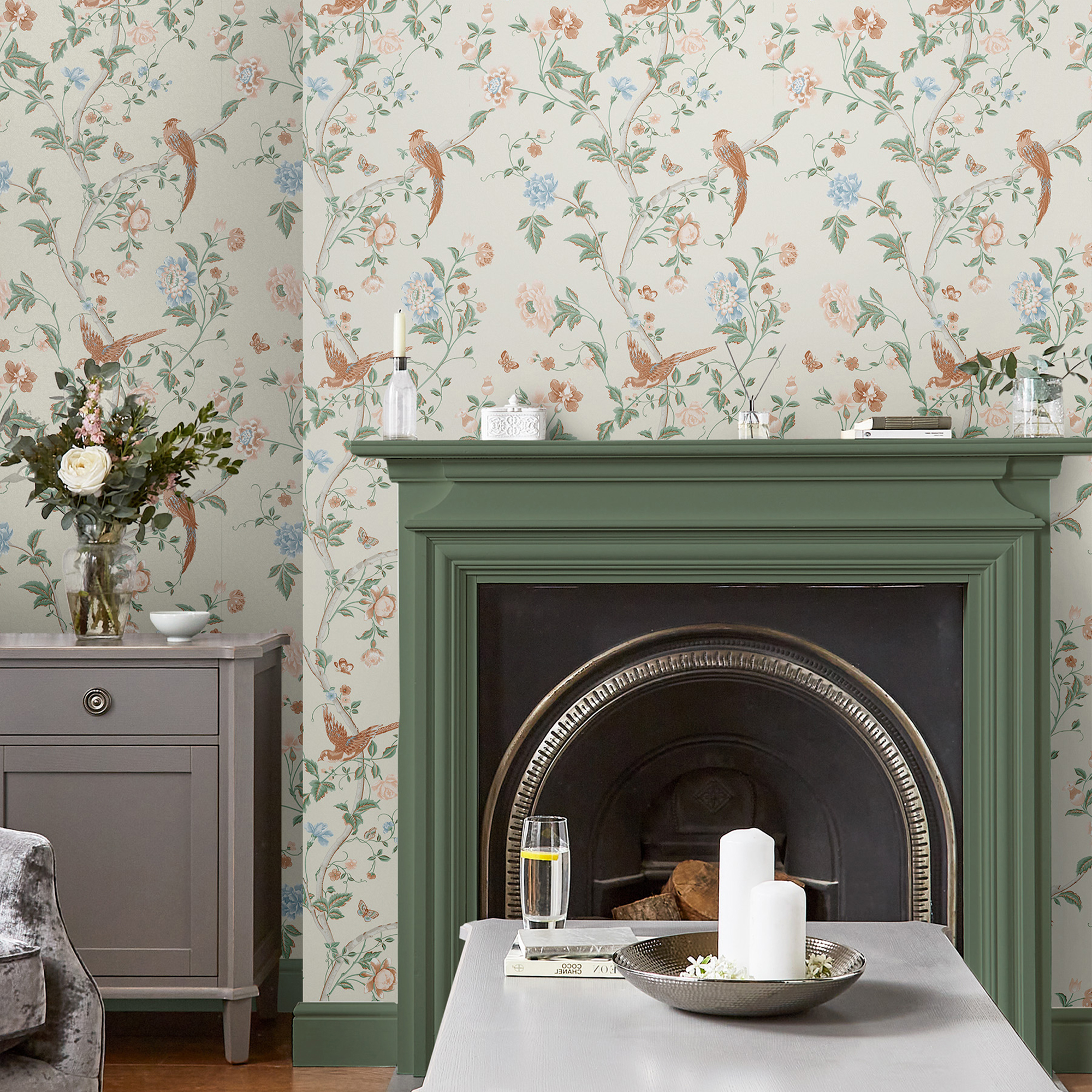Tapet Laura Ashley Summer Palace Sage / Apricot 120133