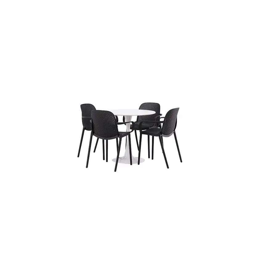 Matgrupp Venture Home Hamden Ø80 cm med 4 Baltimore stolar