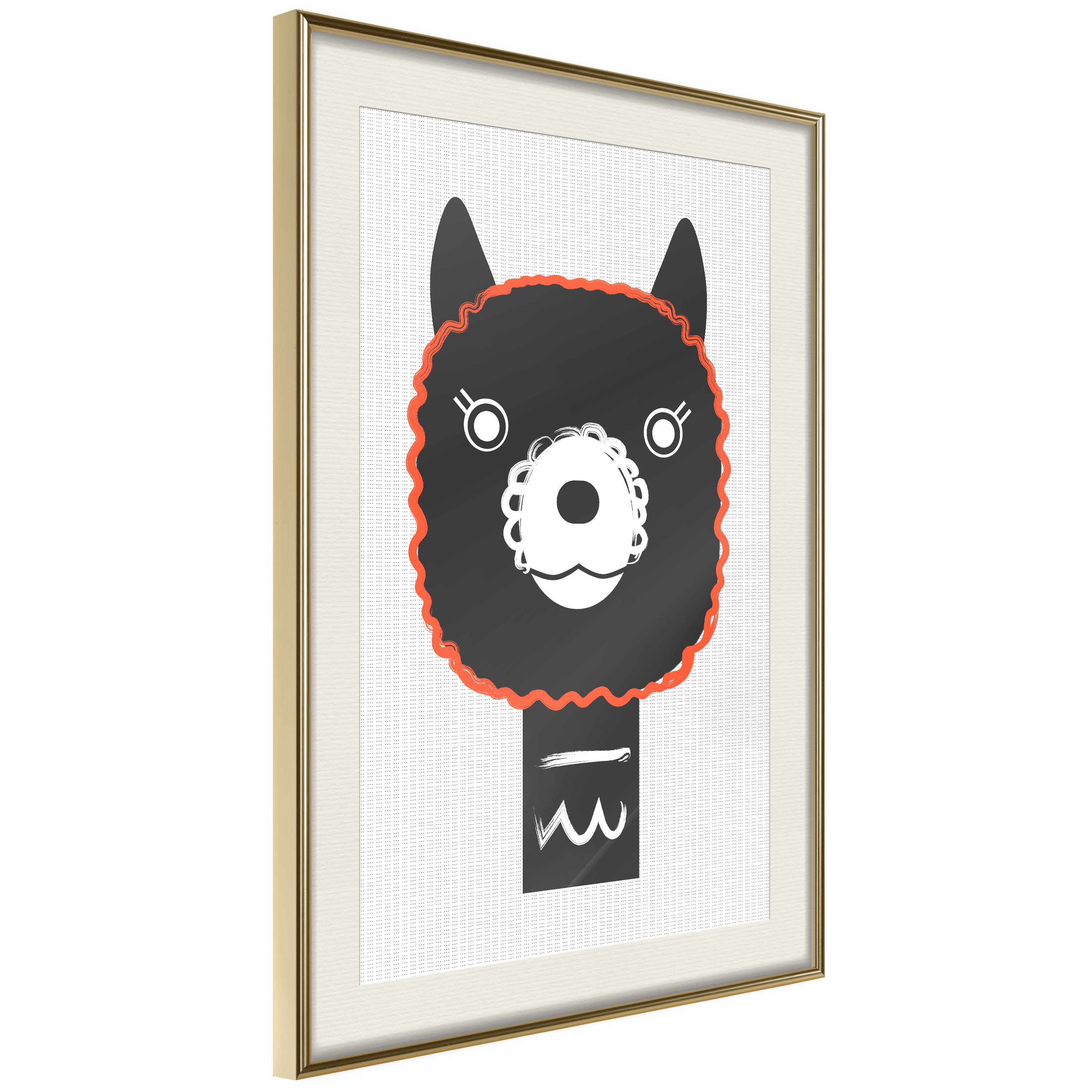 Affisch - Decorative Alpaca [Poster] 40x60 Guld ram med passepartout, 40x60 cm