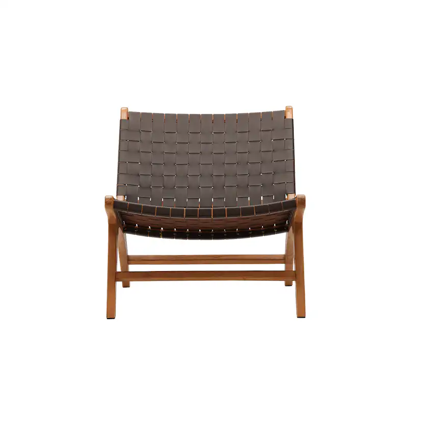 Loungestol Vind Rike Fåtölj i Brun Konstläder & Teak