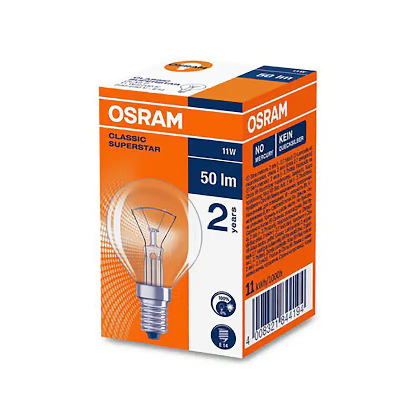 Glödlampa Osram Klot 11W E14 Klar Cl P (59lm)