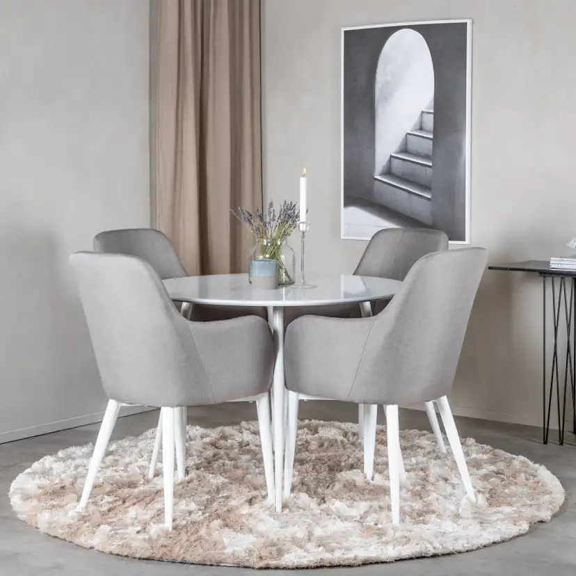 Matgrupp Venture Home Plaza Runt Matbord Ø100 cm & 4 Comfort Stolar
