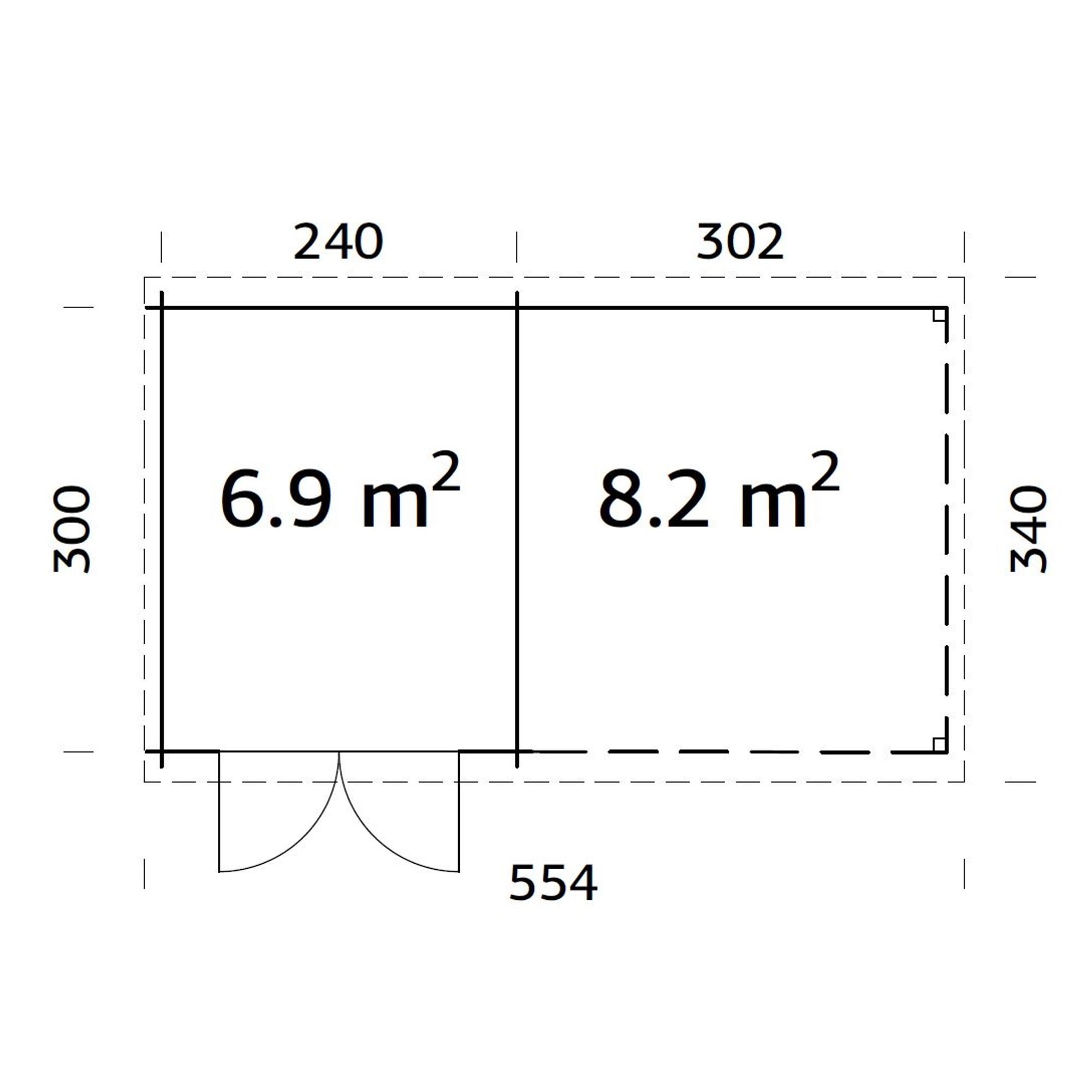 Ella 6,9+8,2 m2 Brun dippad
