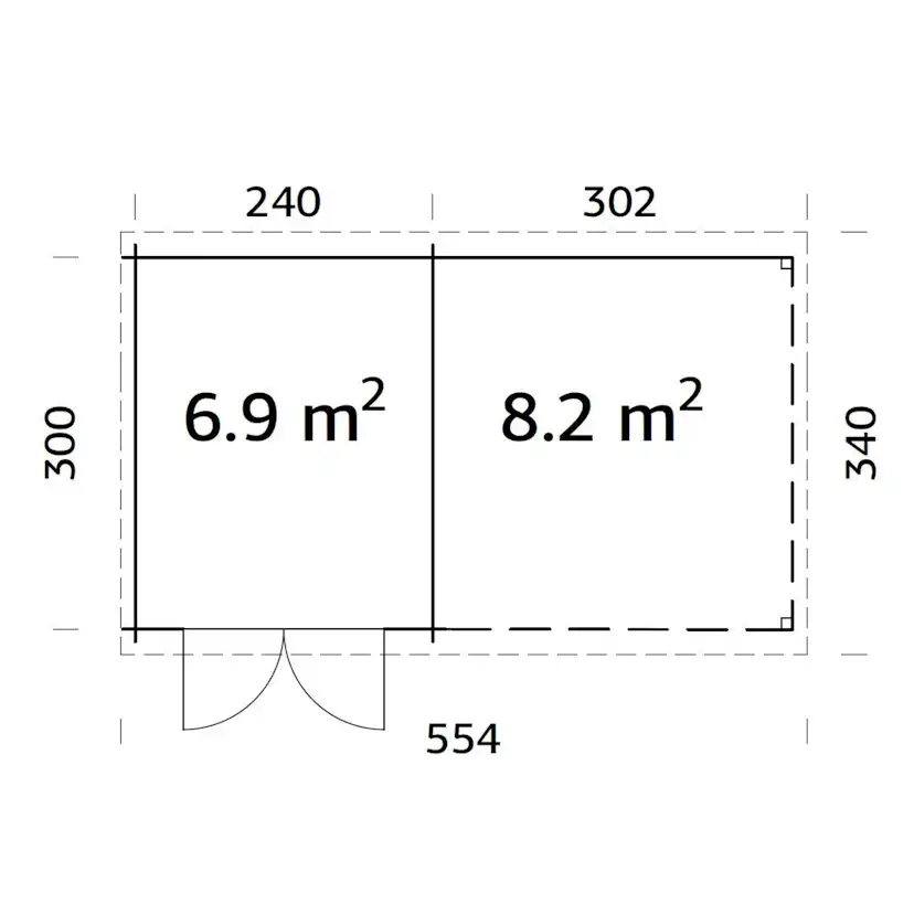 Ella 6,9+8,2 m2 Obehandlad